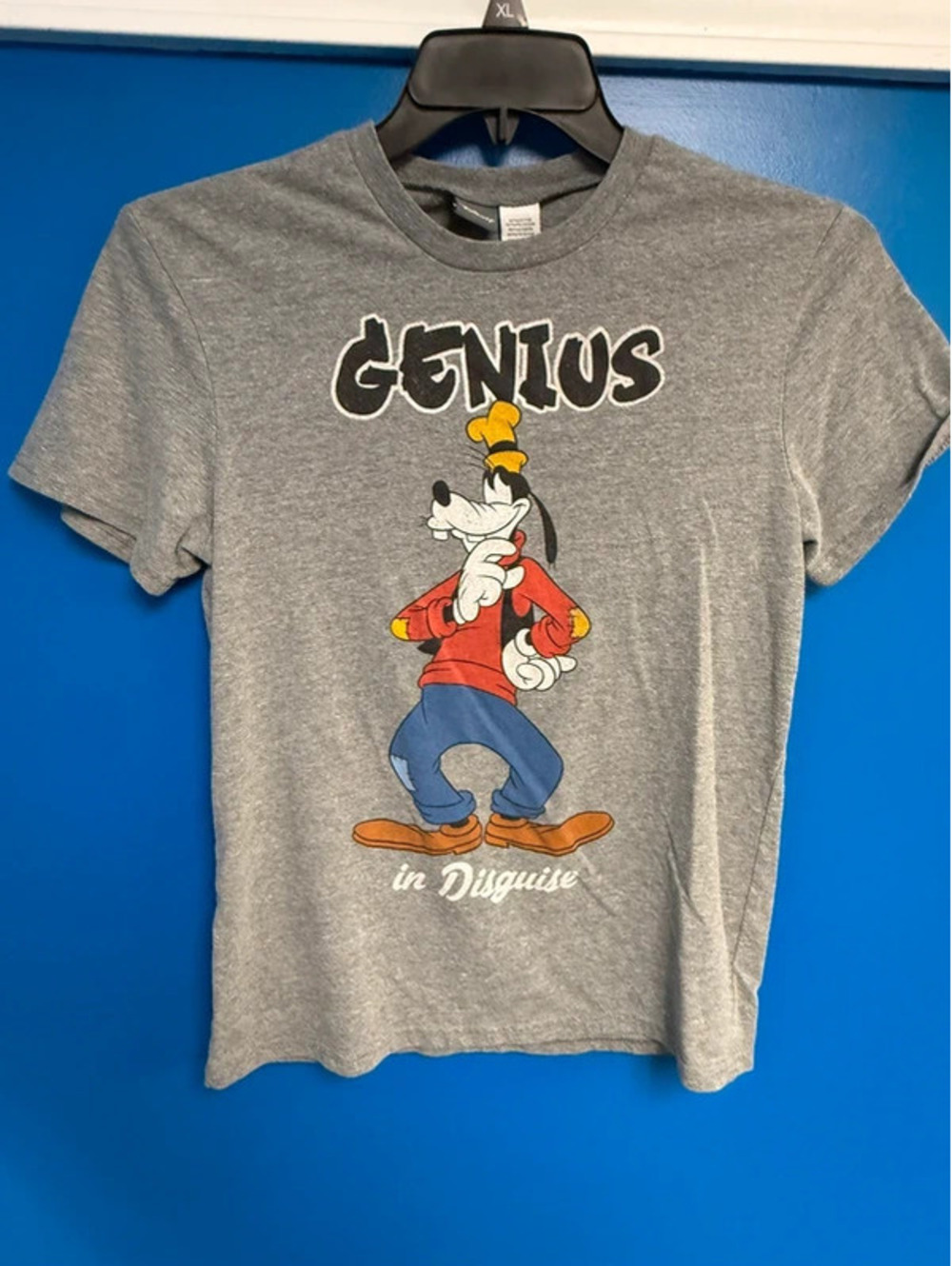Disney Goofy Genius in Disguise Graphic T-Shirt Medium Heather Grey Pajama Tee